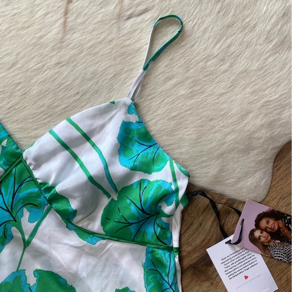 Diane von Furstenberg Geranium Leaf Short Satin Slip Dress - Picture 7 of 12